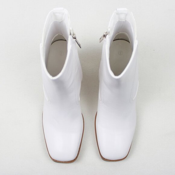 Faux Leather Square Toe Ankle Boots - Picture 11 of 15